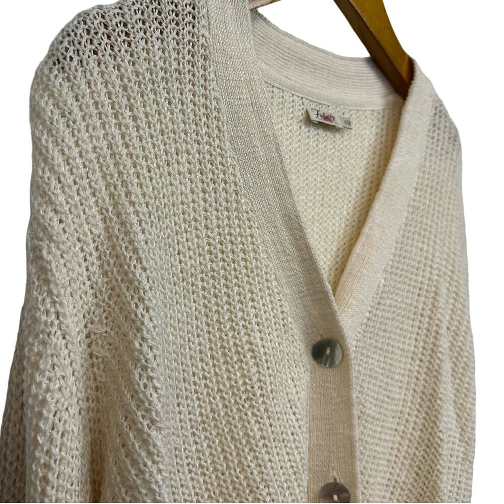 Faherty Cream Ribbed V-Neck Cardigan - Picture 10 of 14